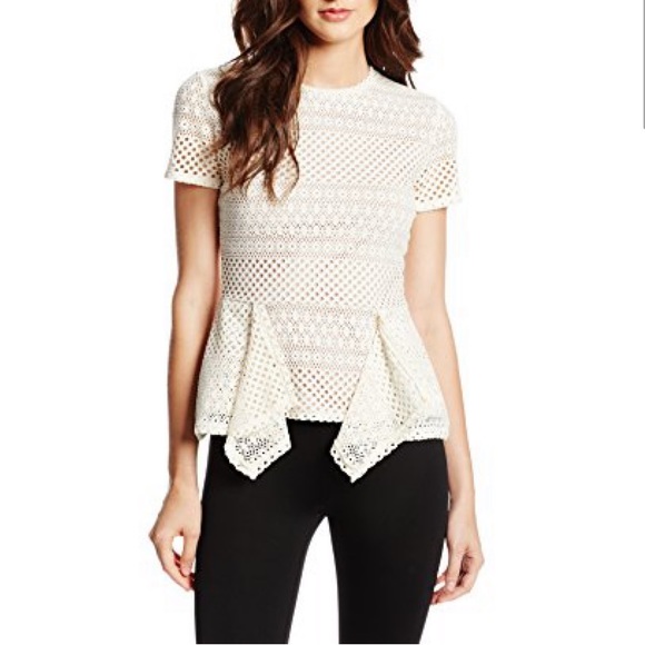 BCBG MaxAzria Women's Vicktoria Lace Peplum Top - Picture 7 of 8